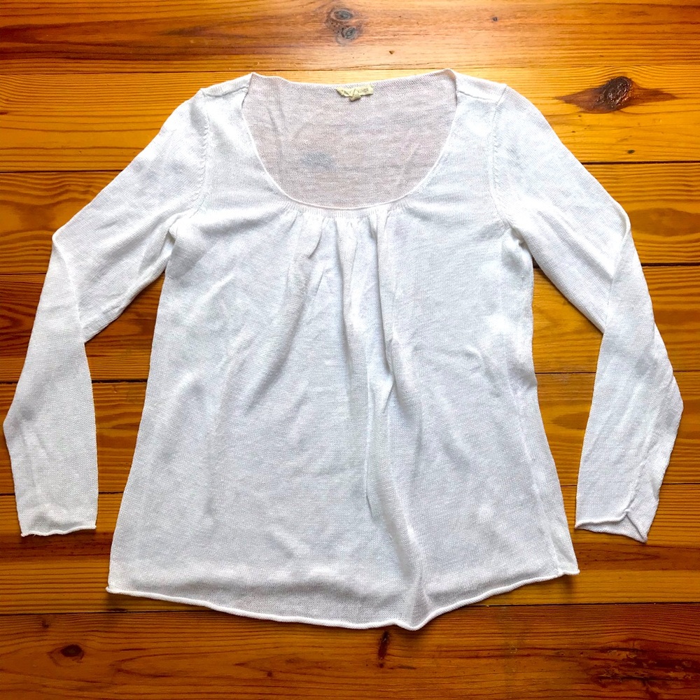 Eileen Fisher White Linen Sleeve Sweater, EUC, S